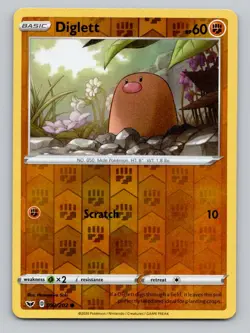 Reverse Holo Diglett 092/202 Common SWSH01: Sword & Shield Base Set Pokemon - Image 1