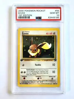 Pokemon PSA 10 GEM MINT 1st Edition 2000 English Team Rocket Eevee #55 - Image 1