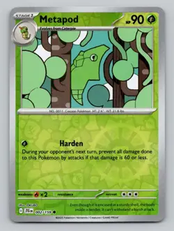 Reverse Holo Metapod 002/159 Common SV09: Journey Together Pokemon - Image 1