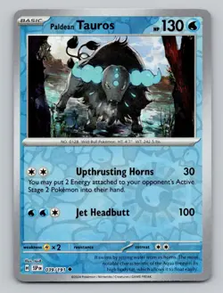 Reverse Holo Paldean Tauros 039/191 Uncommon SV08: Surging Sparks Pokemon - Image 1