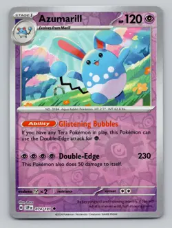 Reverse Holo Azumarill 074/191 Uncommon SV08: Surging Sparks Pokemon - Image 1