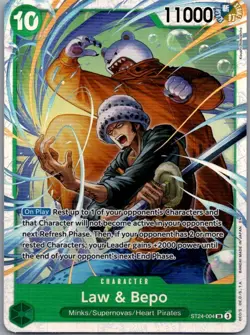 Law & Bepo ST24-004 SR ONE PIECE Tcg Card Game NM Green - Image 1