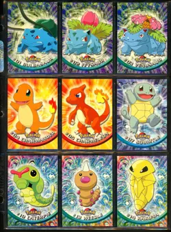 1999 Pokemon TOPPS Series 1 Edition NEAR COMPLETE Animation TV Set Cards GREEN + - Image 2