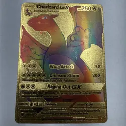 Pokemon Gold Foil Fan Art Card CHARIZARD GX 250HP 150/147 Rainbow - Image 1