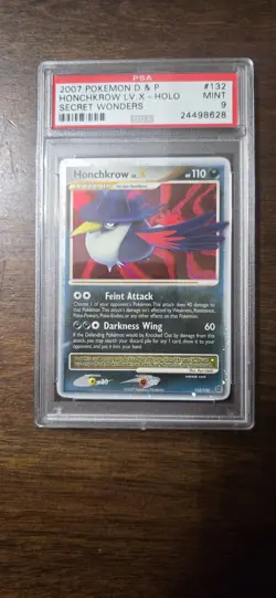Honchkrow LV. X Secret Wonders 132/132 Holo Pokemon Card PSA 9 - Image 1