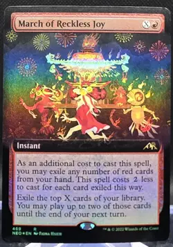March of Reckless Joy #469 Kamigawa: Neon Dynasty Extended Art Foil Rare - Image 1