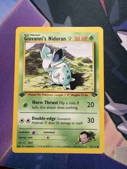 Pokemon TCG Giovanni's Nidoran 1st Edition 75/132 Gym Challenge 2000 NM - Image 1