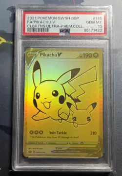 2021 POKEMON SWSH BLACK STAR PROMO #145 FULL ART/PIKACHU V PSA 10 - Image 1