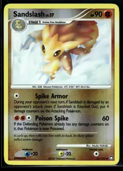 2007 Pokemon Mysterious Treasures 61 Sanslash Reverse Foil LP - Image 1