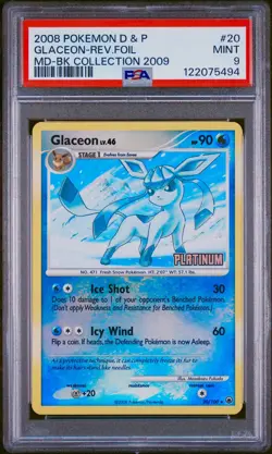 Glaceon Majestic Dawn 20/100 Reverse Holo BK Promo Pokemon 2008 PSA 9 - Image 1