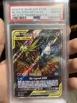 Moltres Zapdos Articuno GX SM210 Pokemon Hidden Fates Stained Glass Birds PSA 10 - Image 1