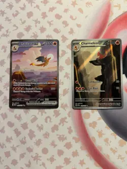 Pokemon TCG Charizard EX 199/165 & Charmeleon 151 Special Illustration Rare Pair - Image 1
