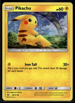 2017 Pokemon Shining Legends 28 Pikachu Cracked Ice Holo LP - Image 1