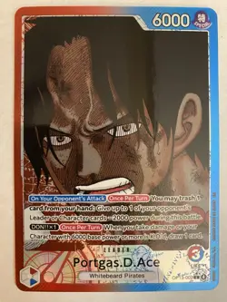 One Piece Carrying On His Will Portgas D. Ace Alt Art OP13-002 Leader English - Image 1