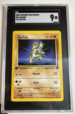 SGC 9 Machop 59/82 – 1st Edition Team Rocket 2000 WotC Vintage Pokemon Card - Image 1