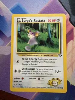 Pokemon TCG Lt. Surge's Rattata Gym Challenge, Unlimited Common Card 85/132 - Image 1