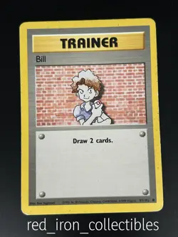 Bill 91/102 Common Trainer Base Set Unlimited Pokemon Card 1999 - Image 1