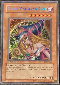 Yugioh Card Dark Magician Girl MFC-000 1st Edition Secret Rare 1996 Edition - Image 1