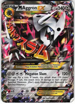 M Aggron EX 94/160 Pokemon XY - Primal Clash Holo Ultra Rare DAMAGED - Image 1