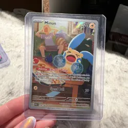 Pokemon TCG Minun Illustration Rare Full Art Holo SV04 Paradox Rift 194/182 - Image 1