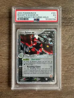 Pokemon Rocket's Scizor ex 101/109 Team Rocket Returns Holo PSA 5 - Image 1
