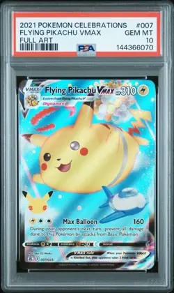 2021 POKEMON CELEBRATIONS #007 FULL ART/FLYING PIKACHU VMAX PSA 10 - Image 1