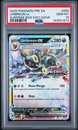 2025 POKEMON PRE EN-PRISMATIC EVOLUTIONS #060 UMBREON EX PSA 10 - Image 1