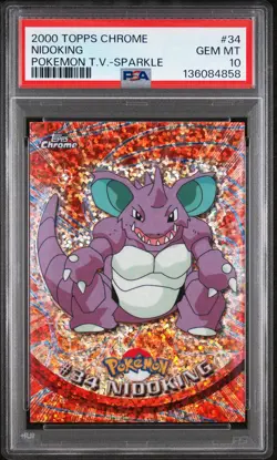 2000 TOPPS CHROME POKEMON T.V. SPARKLE #34 NIDOKING PSA 10 - Image 1