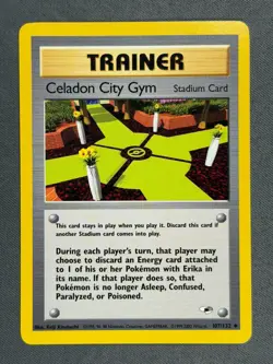 Celadon City Gym 107/132 Gym Heroes Series Uncommon Pokemon TRAINER Card 2000 NM - Image 1