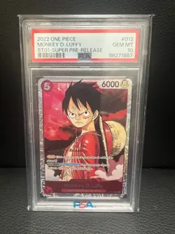 PSA 10 Luffy ST01-012 SR Super Pre Release Starter English One Piece Card 2022 - Image 1