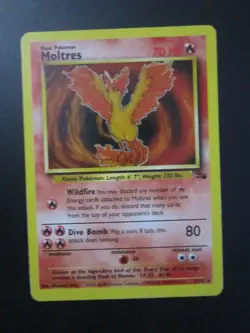 MOLTRES POKEMON CARD 27/62 FOSSIL NON HOLO NEVER PLAYED EX+ - Image 1
