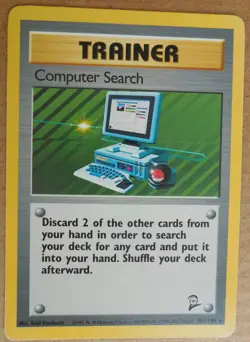 Computer Search 101/130 Rare Non-Holo Base 2 Set Pokemon Trainer Card LP - Image 1