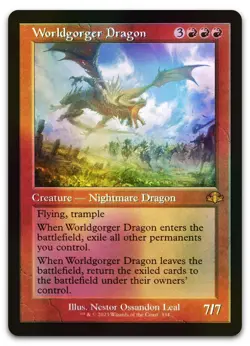 Worldgorger Dragon (Retro Frame) #334 (Foil) NM Dominaria Remastered Magic MTG - Image 1
