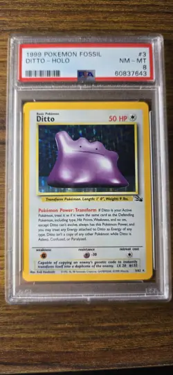 Pokemon TCG Ditto Fossil 3 Holo Unlimited NM-MT PSA 8 - Image 1