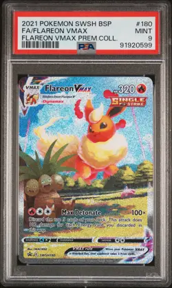 2021 Pokemon SWSH BSP FA/Flareon VMAX - Flareon VMAX Collection #180 PSA 9 MT - Image 1
