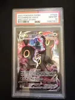 2022 POKEMON SWORD & SHIELD BRILLIANT STARS #TG23 FULL ART UMBREON VMAX PSA 10 - Image 1