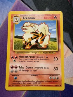 Pokemon TCG – Base Set Arcanine 23/102 – Uncommon – 1999 WOTC – LP – Vintage - Image 1