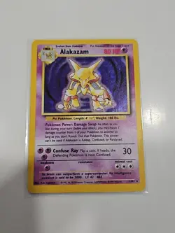 Pokemon TCG Alakazam Base Set Holo Card 1/102 Unlimited Holo Rare LP - Image 1