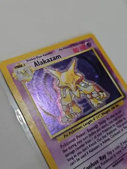 Pokemon TCG Alakazam Base Set Holo Card 1/102 Unlimited Holo Rare LP - Image 3