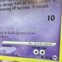 Pokemon Gulpin Uncommon Regular 40/99 Sachiko Adachi 2009 English - Image 2