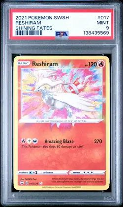 2021 POKEMON SWORD & SHIELD SHINING FATES #017 RESHIRAM PSA 9 - Image 1