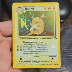 Pokemon Raichu 14/62 Fossil Holo Rare Stage 1 HP90 Unlimited English - Image 1