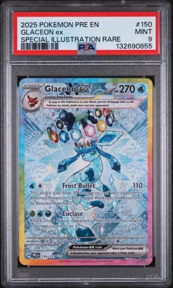 2025 POKEMON PRISMATIC EVOLUTIONS SPECIAL ILLUSTRATION RARE GLACEON EX PSA 9 - Image 1