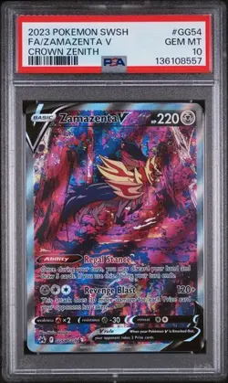 2023 POKEMON SWORD & SHIELD CROWN ZENITH #GG54 FULL ART/ZAMAZENTA V PSA 10 - Image 1