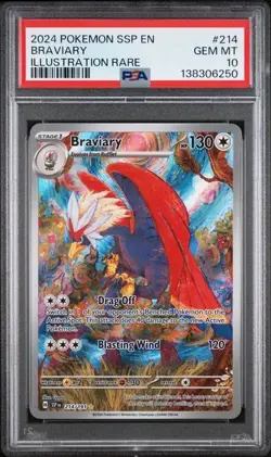 Pokemon Braviary Surging Sparks Illustration Rare 214/191 PSA 10 Gem Mint TCG - Image 1