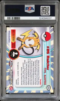 2000 TOPPS CHROME POKEMON T.V. #26 RAICHU PSA 10 - Image 2