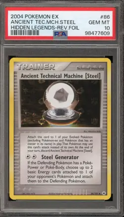 Pokemon Ancient Technical Machine [Steel] EX Hidden Legends Rev. Holo #86 PSA 10 - Image 1