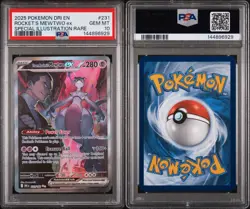 2025 POKEMON DESTINED RIVALS SPECIAL ILLUSTRATION TEAM ROCKET'S MEWTWO EX PSA 10 - Image 2