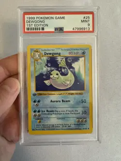1999 Pokemon 1st Edition Shadowless Dewgong Base Set 25/102 - PSA 9 Mint! WOTC - Image 1