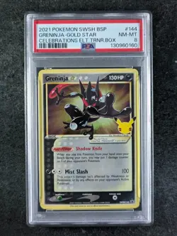 2021 Pokemon GRENINJA GOLD STAR #SWSH144 Black Star Promo Celebrations ETB PSA 8 - Image 1